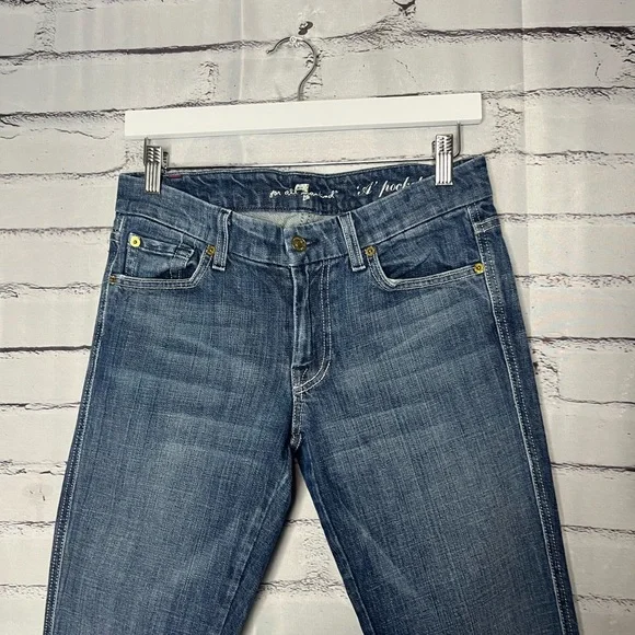 7 For All Mankind A Pocket Wide Leg Jeans Women’s 28×30 Dark Wash Relaxed Y2K - Picture 5 of 16